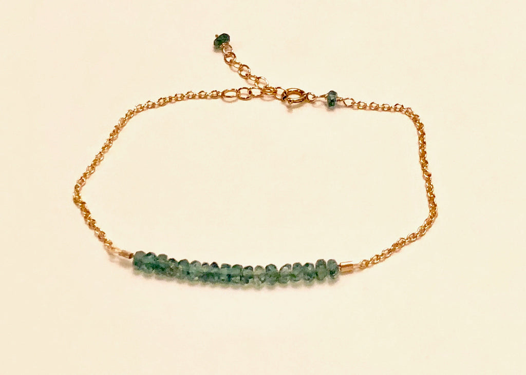Green apatite rondelle bracelet