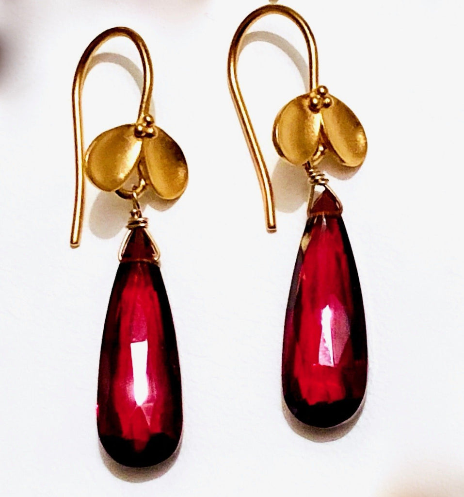 Red garnet hydro quartz earrings