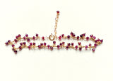 Red Garnet, January birthstone, red garnet ruffle bracelet, garnet bracelet for her, garnet bracelet, fine jewelry
