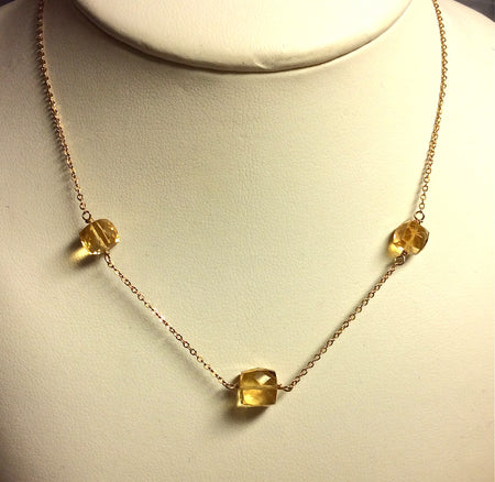 Citrine single drop necklace on a cord