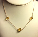 Citrine 3 cube necklace, 14K g/f chain, 17