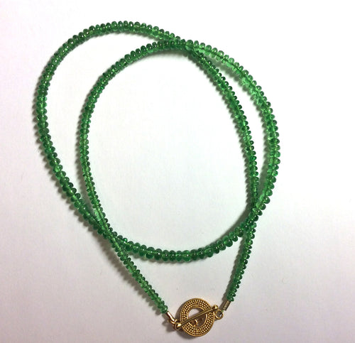 Tsavorite Garnet smooth rondelle necklace, 17.25"long