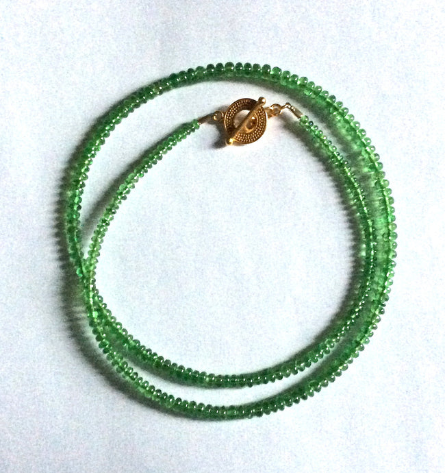Tsavorite Garnet smooth rondelle necklace, 17.25"long