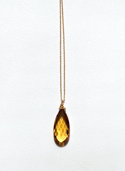 Citrine drop necklace, citrine necklace drop, Stephany Hitchcock citrine drop, November Birthstone,  citrine Necklace, 16" gold filled chain, Hand made,  citrine drop on 14K g/f chain, Citrine necklace, elegant citrine necklace, citrine and gold