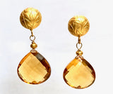 Citrine drops on  24K vermeil