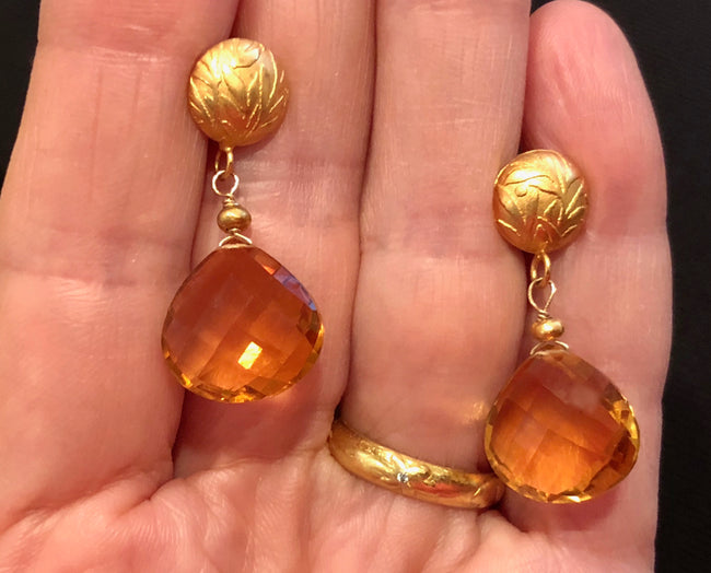 Citrine  Earrings on 24K gold Vermeil posts