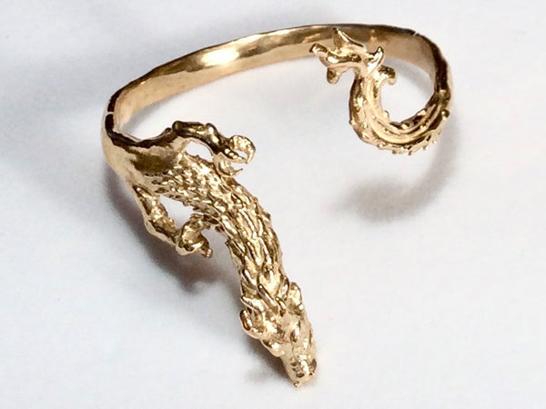 Dragon and Wave Cuff Bracelet