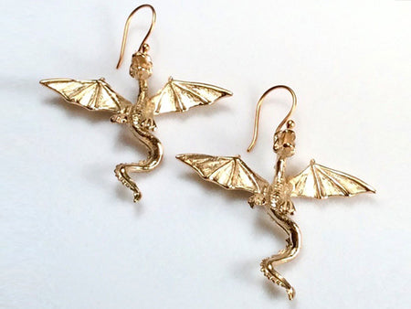 Winged Sword Earrings with Gem