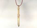 Sword Necklace with Gem, Leather Cord