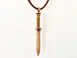 Sword Necklace with Gem, Leather Cord