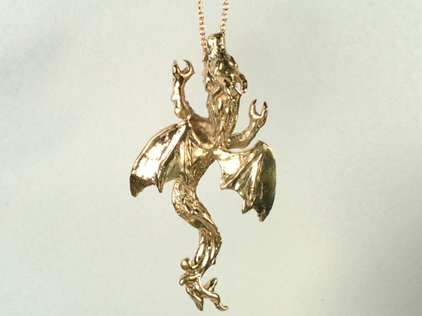 Climbing Dragon Necklace with Wave Tail