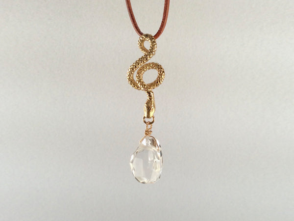Snake Pendant with Quartz Drop