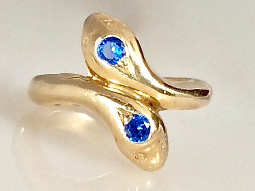 Double snake head ring, Double snake head ring with Blue sapphires, Double snake head ring -smooth, Classic Double snake head ring, Vintage Double snake head ring, Stephany Hitchcock Designs, www.StephanyHitchcock.com