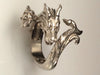 Dragon ring with wave tail and skull, dragon ring, golden white dragon ring, dragon with horns and skull ring, Men's dragon ring