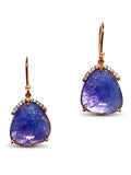 18K gold, Tanzanite slice and diamond earrings