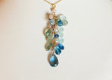 London Blue Topaz Cascade necklace, 14K