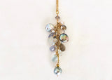 necklace with grey pearls, aquamarines, moonstones, blue sapphires, clear sapphires, Labradorite, clear topaz and small pearls. 14K