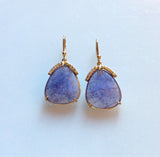 18K gold, Tanzanite slice and diamond earrings