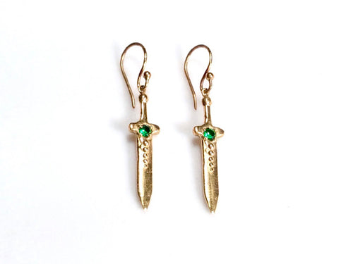 Small Sword Earrings with Gem