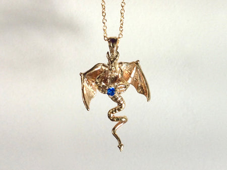Climbing Dragon Necklace with Wave Tail